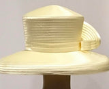 200-001 Ivory Wide Brim Satin Ribbon Hat