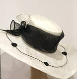 300-008 Black and Ivory Wide Brim Sinamay Hat