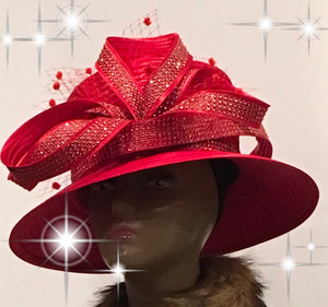 200-016 Red Satin Hat
