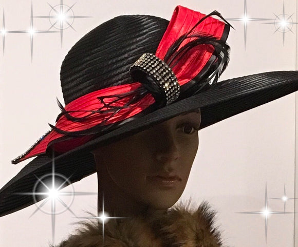 200-014 Black Red Bow Hat
