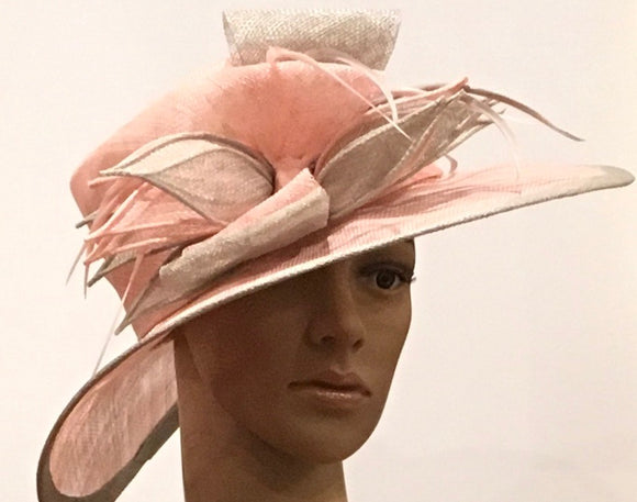 300-020 Silver Pink Fox Sinamay Hat