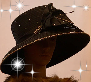 200-022 Satin Black Sparkle Hat
